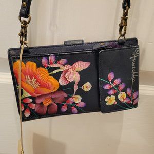 ANUSCHUSKA: Leather Crossbody Wallet Purse